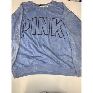 Pink Victorias Secret Sweatshirt Womens Large Pullover Blue Tie Dye Pink Logo